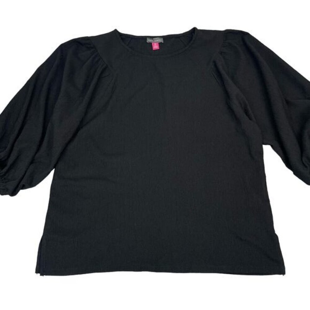 Vince Camuto Women's Black 3/4 Length Puff Sleeve Top XS - Picture 2 of 5